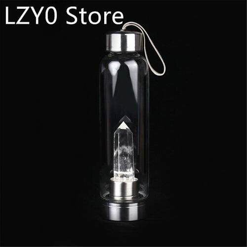 Natuurlijke Quartz Edelsteen Glas Water Fles Direct Drinkbek