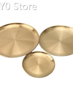 Gold Plate Serving Dining Dish Party Kitchen Food Fruit Cake