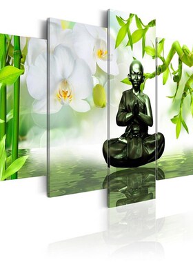 5 Panel Buddha Wall Art diy 5d full embroidery Spa Stone Bam