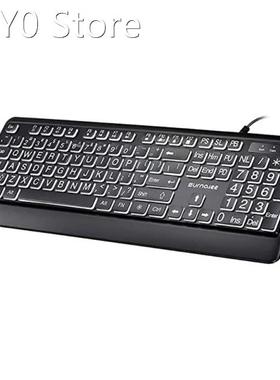 USB Wired Backlit Keyboard Big Print Letter with White Illum