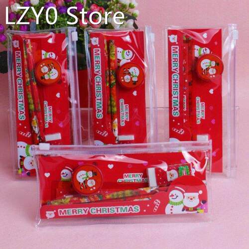 5Pcs/Pack Cute Christmas Stationery Set Pencil Ruler Earser