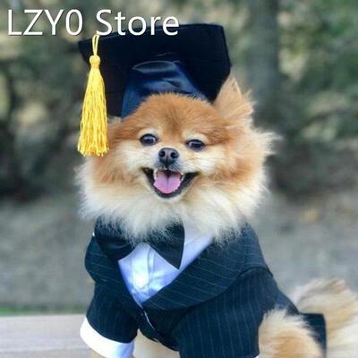 Pet Graduation Caps With Yellow Tassel Dog Cat Holiday Costu