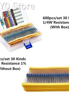 600PCS/LOT 1/4W Metal Film Resistor Kit 1% Resistor Assorted