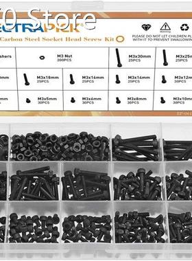 Electrapick 730pcs M3 Carbon Steel Socket Head Cap Screws Wi