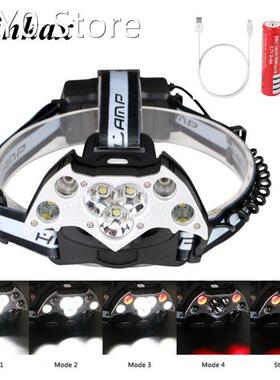 Rechargeable Waterproof LED Headlamp Headlight 5*T6 LED +2*