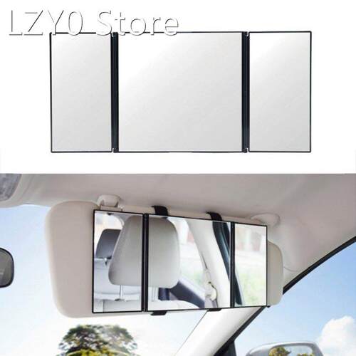 Car Visor Mirror Makeup Travel Vanity Mirror Cosmetic Tri-Fo