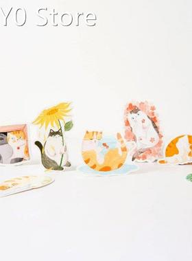 Postcard Hand-Painted Cat Shape Cat Backyard Cute Hand-Paint