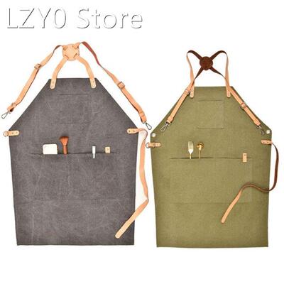 Water Resistant Apron with Pockets Cotton Canvas Apron for A