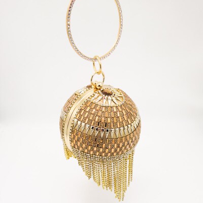 Boutique De FGG Elegant Tassels Women Round Bag Ball Purses