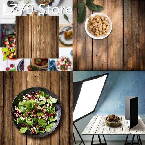 60x60cm Retro Wood Board Texture Photography Background Back-封面