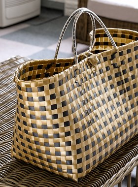 Casual Rattan Large Capacity Totes Wicker Woven Women Handb