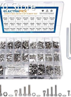 520pcs 304 Stainless Steel Screws M3 M4 M5 M6 Round Screws H