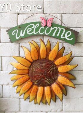 Door Hanging Outdoor Iron Butterfly Sunflower Welcome Sign G
