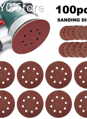 100Pcs 5in Sander Disc 40/60/80/180/400/800 Grit Sandpaper S