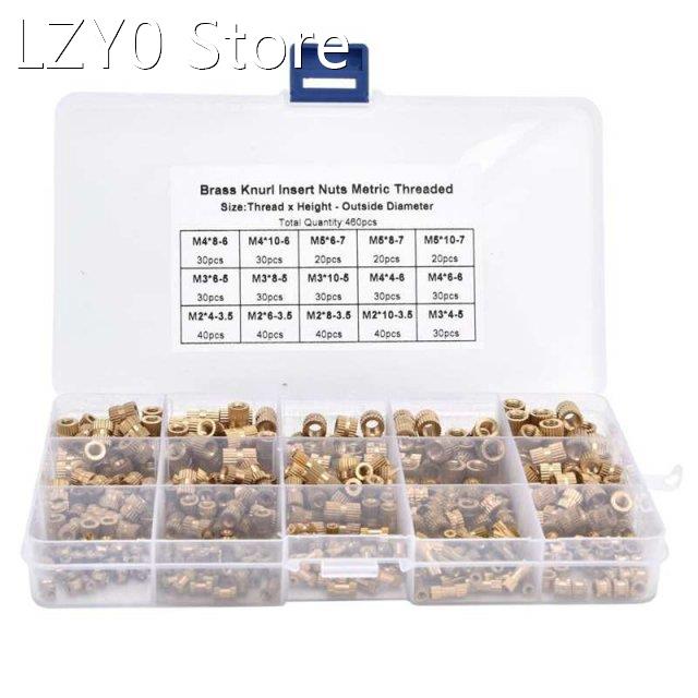 460Pcs Knurled Nuts M2 M3 M4 M5 Female Thread Brass Threaded