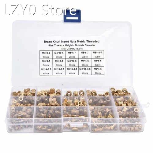 460Pcs Knurled Nuts M2 M3 M4 M5 Female Thread Brass Threaded