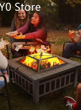 Metal Garden Backyard Xmas Fire Pit Patio Outdoor Square Fir