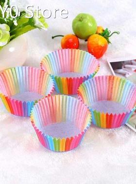 100 Pcs Rainbow Color Cupcake Muffin Cupcake Paper Baking Cu