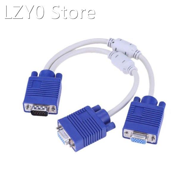 VGA Splitter Cable 1 Computer To Dual 2 Monitor 15pin Two Po