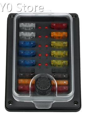 10 Way Waterproof Blade Fuse Box Holder with LED Indicator f