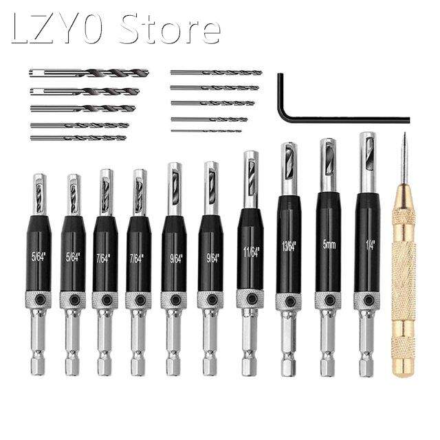 22Pcs Self-Centering Hinge Drill Bit Set, Door Window Cabine
