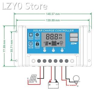 LCD 30A Controller 12V Solar Panel Charge Auto Dis 24V