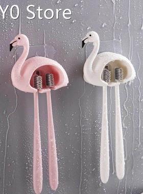 Toothbrush Holder Sucker Flamingo Shaped Bathroom Accessorie