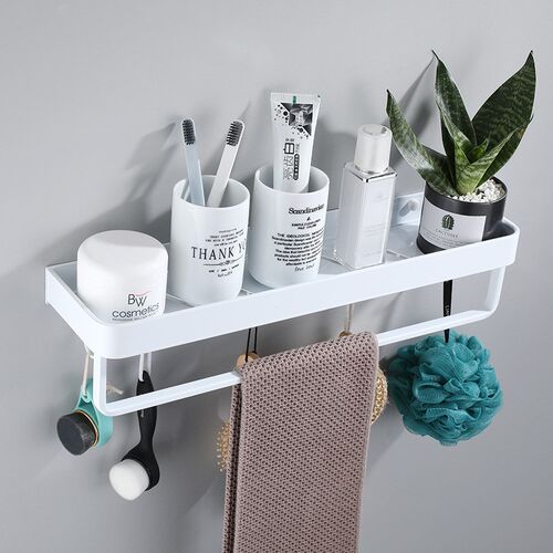 Bathroom Shelf Bath Shower Shelf With Towel Bar White Corne