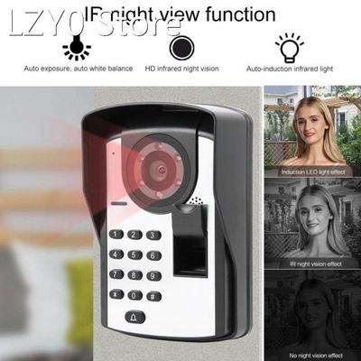 7in LCD Wired Video Door Phone Intercom Doorbell Fingerprint