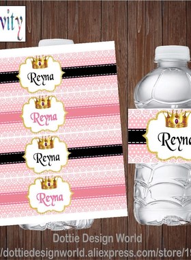 Personalized Princess Girl Water Bottle Wine Champagne Labe