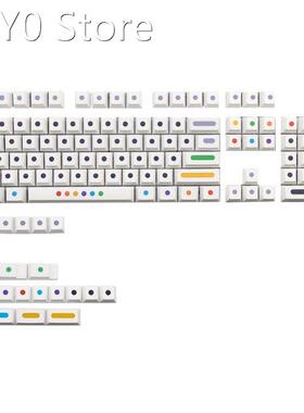 128 Keys/Set White Colour Dots Keycaps Cherry Profile PBT Ke