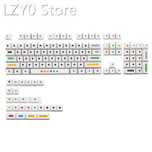 128 Keys/Set White Colour Dots Keycaps Cherry Profile PBT Ke