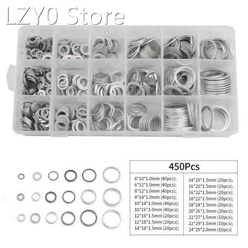 450/280/200pcs Gaskets Washers Gasket Aluminum Flat Metal Wa