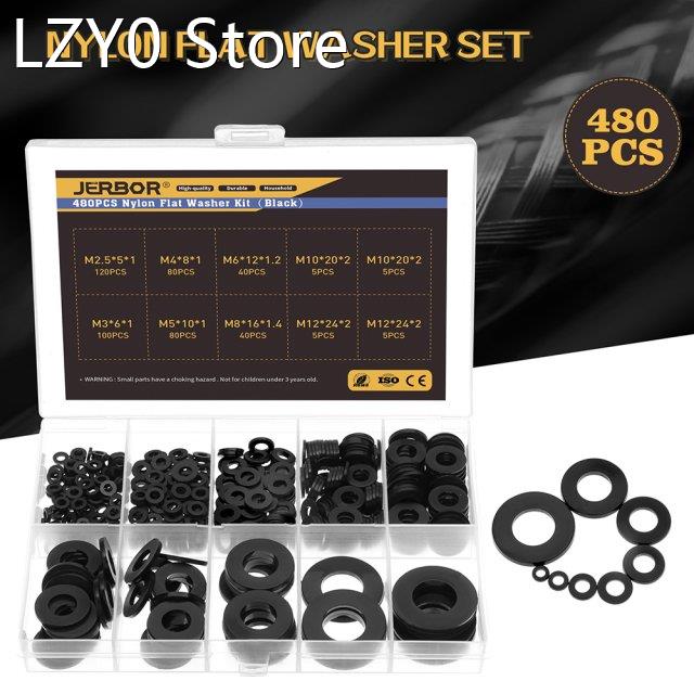 480pcs Nylon Plastic Insulation Washers M2 M2.5 M3 M4 M5 M6