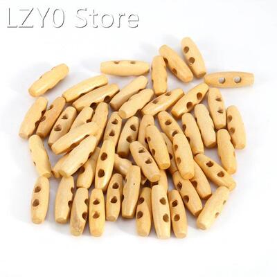 50Pcs/set Wooden 2 Holes Coat Duffle Toggle Wood Horn Sewing