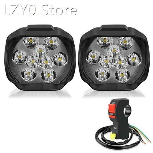 Motorcycle Headlight 9 LED DC12V Super Bright Fog Spot White