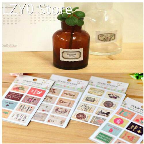 DIY Vintage Scrapbook Note Paper Retro Tower Flower Stamps S