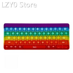 Keyboard Rainbow Push Bubble Popper Fidget Toys Soft Squishy