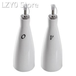 Ceramic Oil And Or Vinegar Dispenser Cruet Set Of Two White