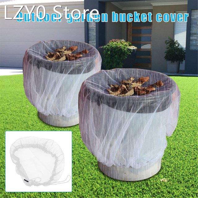 Outdoor Bucket Mesh Cover Net Portable Drawstring Rain Barre