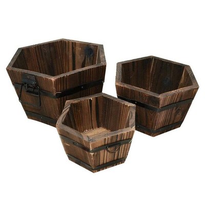 3pcs Solid Wood Carbonized Wood Succulent Flower   Balcony P