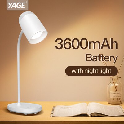 YAGE Desk Lamp 3600mAh Rechargeable Battery 3 Mode Lighting