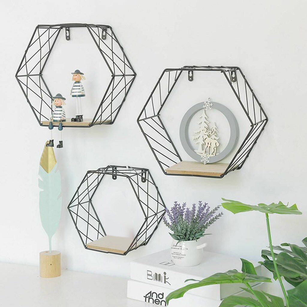 NAIYUE Storage rack Iron Hexagonal Grid Wall Shelf Combinat