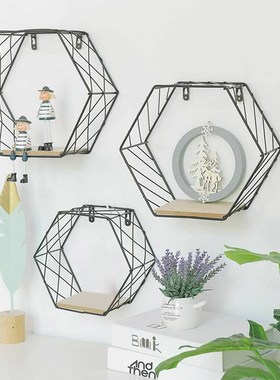 NAIYUE Storage rack Iron Hexagonal Grid Wall Shelf Combinat