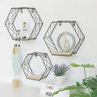 NAIYUE Storage rack Iron Hexagonal Grid Wall Shelf Combinat