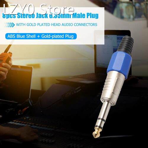 8pcs 6.35mm Male Plug ABS Blue Shell and Gold-plated Plug Co