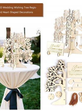 Wedding Guest Book Wishing Tree Wooden Hearts Tags Pendant D