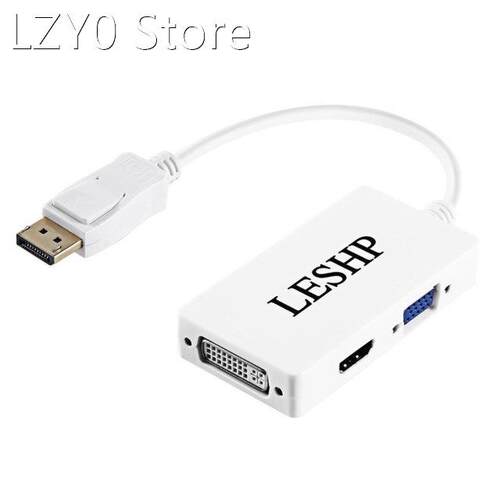 LESHP White 1080P DP Male To DVI/VGA/HDMI-compatible Female