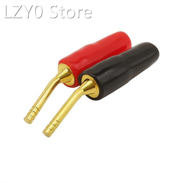 2Pcs/lot Gold-Plated Curved Pin 2mm Banana Plug Audio Speake