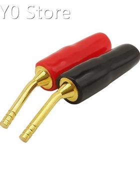 2Pcs/lot Gold-Plated Curved Pin 2mm Banana Plug Audio Speake